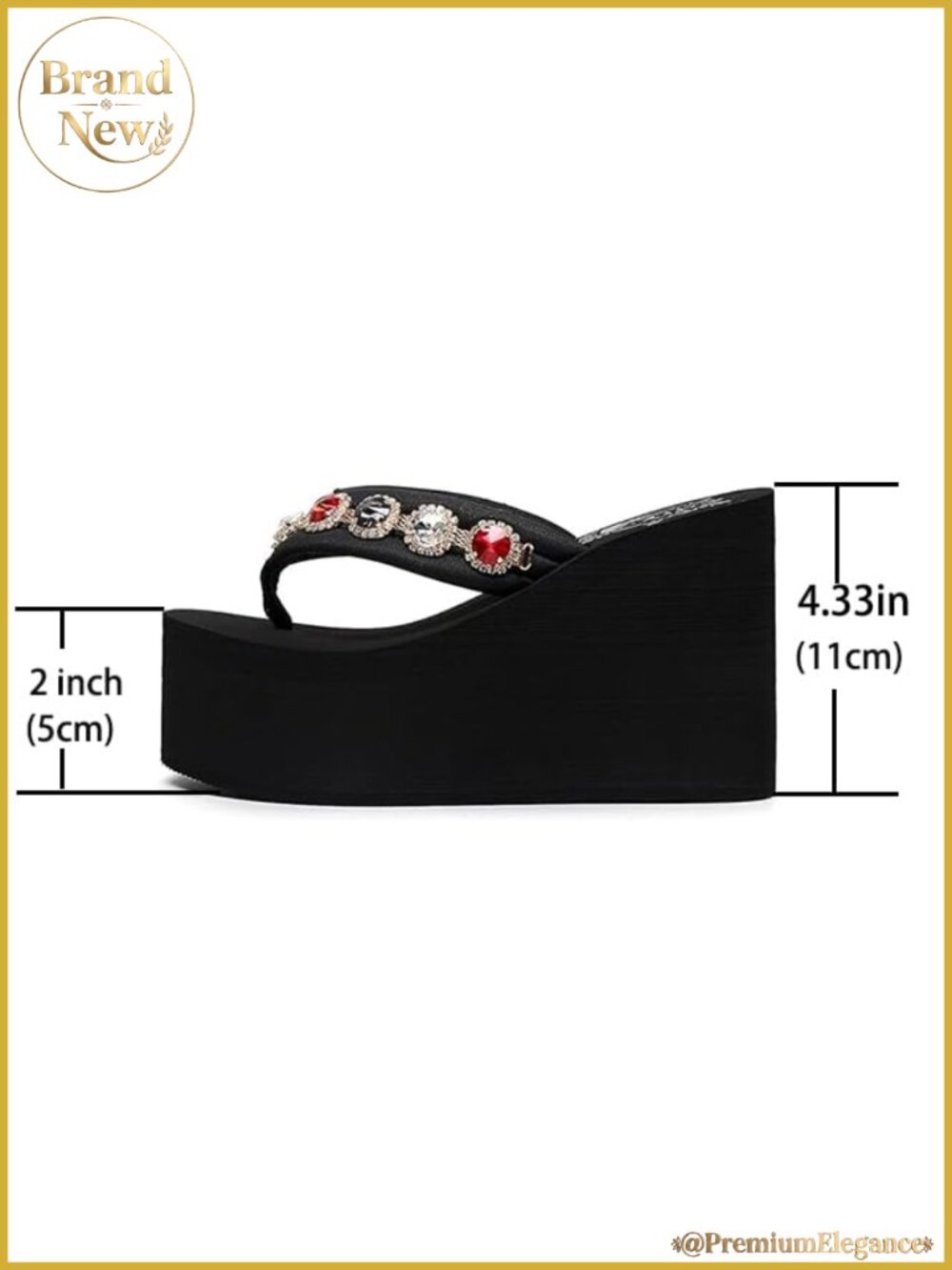 Y2K Rhinestone Platform Wedge Flip Flops Chunky High Heel Sandals - Picture 2 of 6